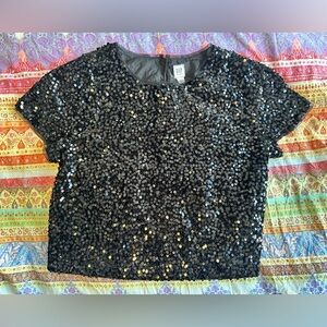 New GAP Kids Black Sequin Crop Top